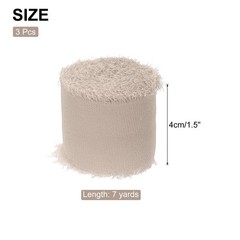 Chiffon Ribbon, 1.5″x7 Yard Silk Beige Tulle Satin Fabric Ribbon,3pcs
