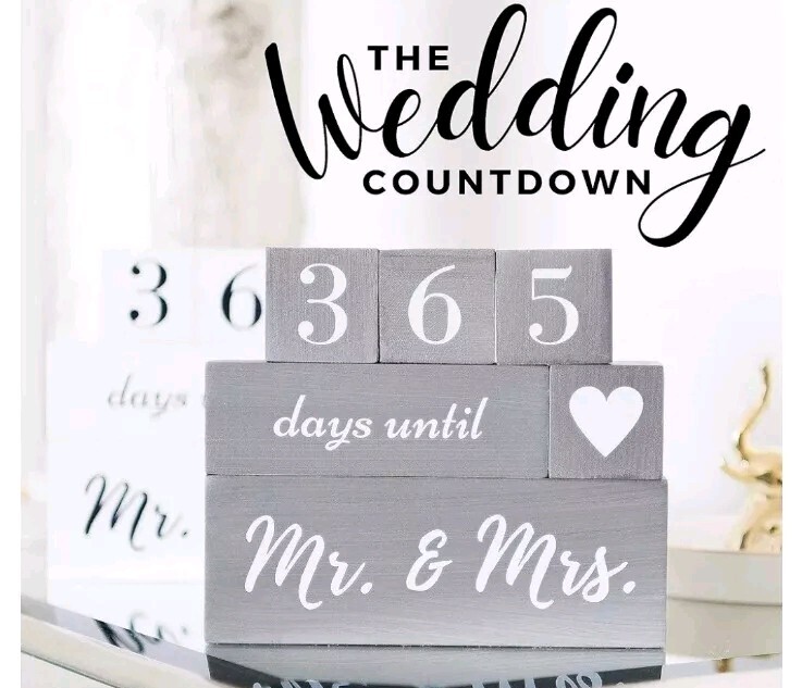 Wedding Countdown Calendar Block Engagement Gifts for Couples and His and Hers,