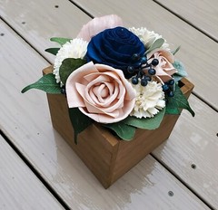 6PC Pink Navy Blue & White Sola Wood Flower Wedding Centerpieces Decor