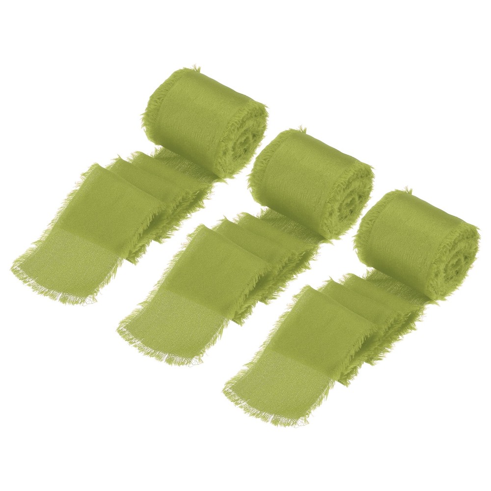3 Rolls Silk Satin Ribbon, 1.5″ 7 Yards Chiffon Fabric Ribbon Olive Green
