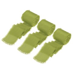 3 Rolls Silk Satin Ribbon, 1.5″ 7 Yards Chiffon Fabric Ribbon Olive Green