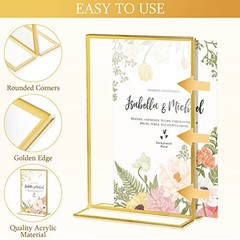 24 Pack Gold Acrylic Sign Holders, Gold Picture Frame, 4 x 6 Inch Vertical