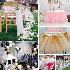 Gold Glitter Tulle Roll 6 Inch X 50 Yard Tulle Ribbon for Tutu Skirt, Wedding Ch