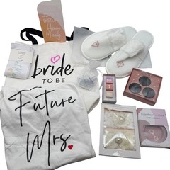 Miss To Mrs Bridal Bundle Bride To Be Tote Shirt Small Slippers Garter Set USED