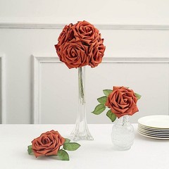 24 TERRACOTTA 5″ FOAM ROSE Flowers Stems Party Wedding Events Decorations