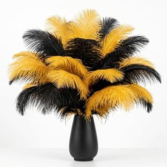 30 Pcs Black&Gold Ostrich Feathers 8-10in(20-25cm) Bulk 20-25cm30pcs Black&gold