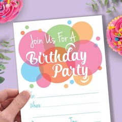 Happy Dot Birthday Party Invitations – Fill In Style (20 Count) With Envelopes