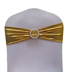 10 Metallic Spandex Chair Band for Folding Banquet Lycra Universal Chair Covers