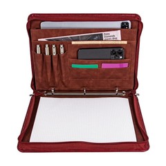 Vintage Red Embossed Planner Binder,Padfolio for Women,Leather Binder 3 Ring,…