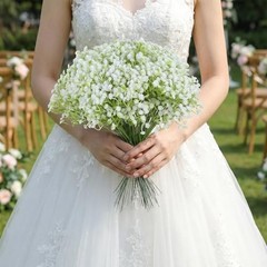 Grevosea 120 Pcs Baby Breath Artificial Flowers – White Green Gypsophila