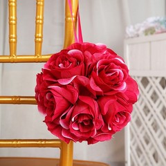 2 FUCHSIA 7″ Silk Roses Flowers Kissing Balls Wedding Party Events Centerpieces