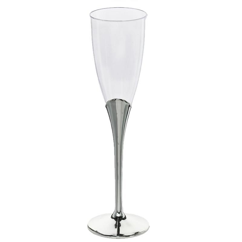 5 oz Disposable SILVER PLASTIC Base Wedding FLUTES Glasses Party Event TABLEWARE