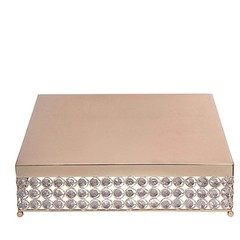 GOLD METAL 16″ wide Cake Stand with Crystal Beads Party Wedding Reception SALE