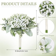 Wedding Artificial Bridesmaids Set of 6 Bridesmaid Bouquets White Gypsophila