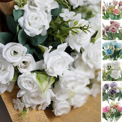 4 Bushes 12 in Artificial FLOWERS Silk Roses Bouquets Party Events Decorations