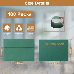 100 Packs 10 Assorted Colors Blank Flat Cards and Envelopes 4 x 6 Heavyweight Si