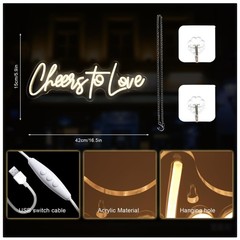 «Cheers to Love LED Neon Sign – Wedding Room Decor»