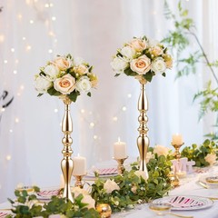 Sziqiqi Metallic Vase Centerpiece Stands for Wedding Table 20in-10pcs, Gold