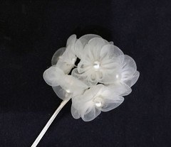 72 Flower.Bridal Organza Flowers White.6 Flower per Bunch X 12 / bag