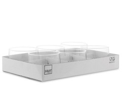 6X Transparent Glass Candle Holders, 7X5Cm