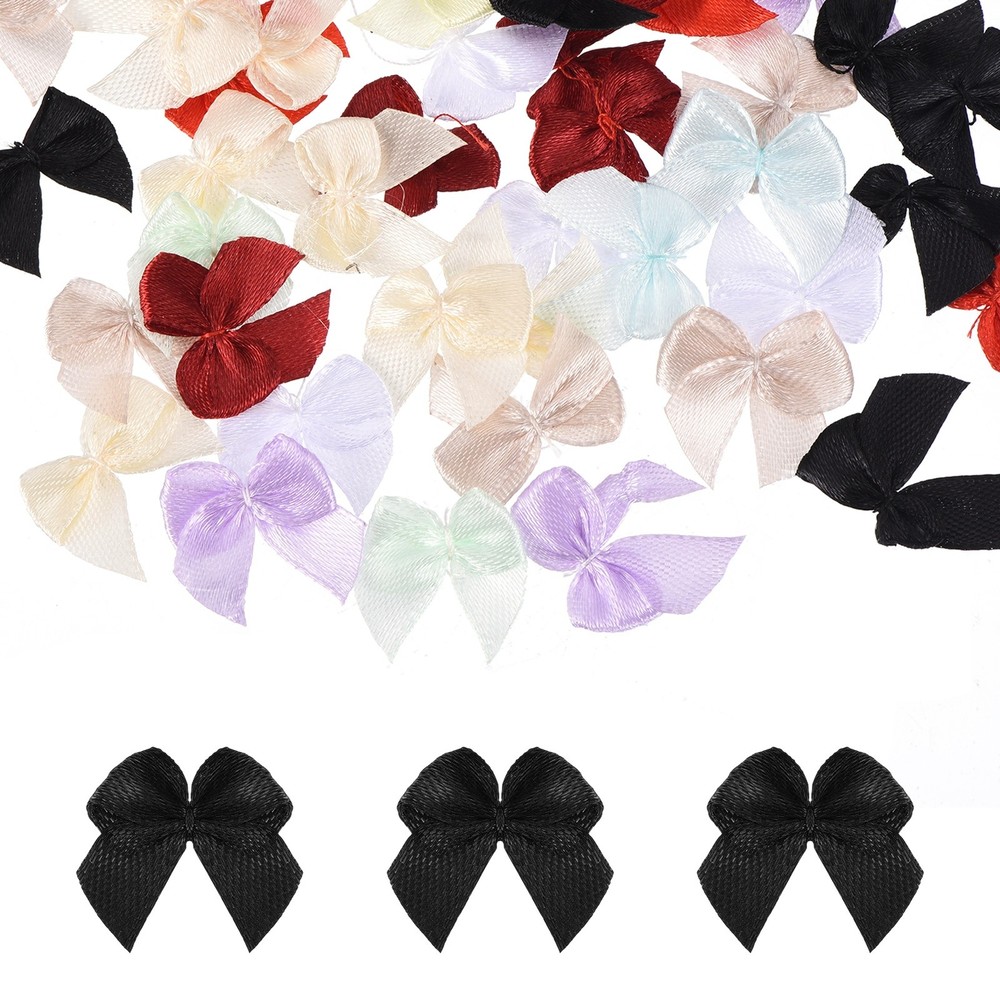 52 Pcs Mini Ribbon Bows, 1″ Tiny Bows Applique Embellishment, Mixed Colors