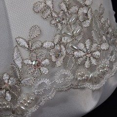 Flower Girl White Small Basket Pearls and Rhinestones Wedding Embellished UNIQUE