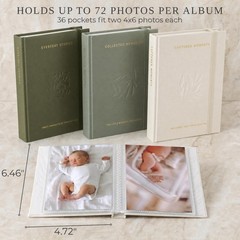 Beautiful Photo Album Set of 3 For 4×6 6.46 x 4.72 x 1.2 inches, Sage