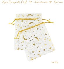 9×12 cm Star and Moon Organza Gift Bags Drawstring Wedding Favor Jewelry Pouches