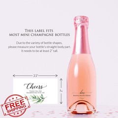 Mini Champagne Bottle Labels Green Watercolor Leaves 12 Pack Party