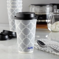 Hefty Disposable Hot Cups with Lids, Leak-Resistant Disposable, 16 Oz, 20 Count