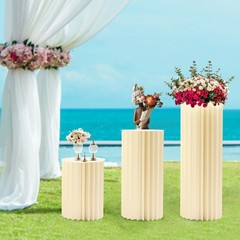 3-piece Foldable Paper Column Display Stands W/ Lights For Graduation/birthday