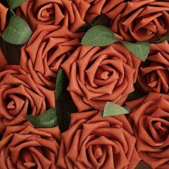 24 TERRACOTTA 5″ FOAM ROSE Flowers Stems Party Wedding Events Decorations