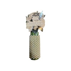 faux pearl flower boquet white wedding wrap, 3.5″ long, stretches, beaded