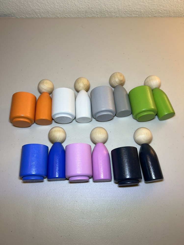 7pcs Wooden Peg Unisex People Nesting Set Peg Dolls Crafts