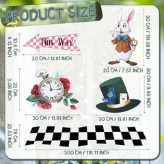 12 Pcs Wonderland Party Decorations, 118″ Black and White Checkered Runner Ca…