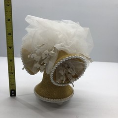 Vintage 60s Wedding Cake Topper Coast Novelty Co Bells Flowers Tulle Gold 6 inch
