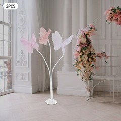 2Pcs Artificial Butterflie Decoration with Standing Base Realistic Wedding Decor