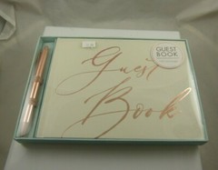 wedding guest book white and rose gold with pen 100 pages day event
