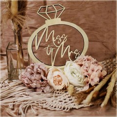 Miss to Mrs Ring Sign, Wooden Wedding Bachelorette Party Table Natural Wood
