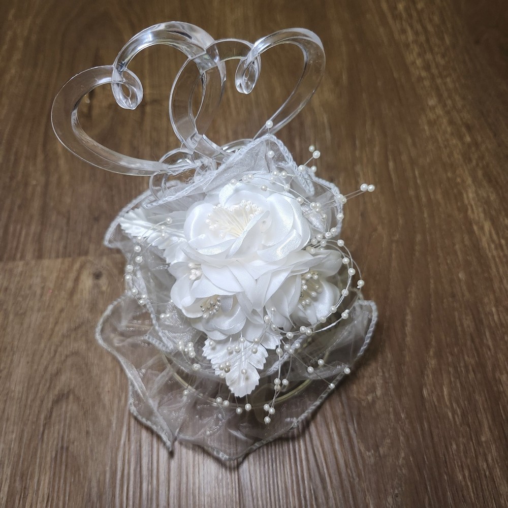 Vintage Plastic Wedding Bride & Groom Cake Topper With Hearts Hong Kong Wilton