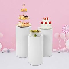 3 Piece Round Cylinder Pedestal Stands For Party Wedding Party Display Decor