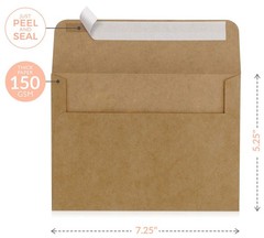 Sweetzer & Orange A7 Brown Self Seal Envelopes, 100 Pack, 5×7 100, Kraft