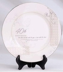 40th Wedding Anniversary Love Sees with the Heart Porcelain Plate with Stand