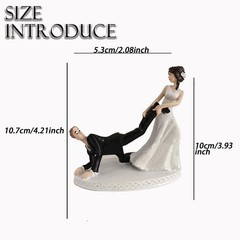 4.2 X 3.9 in Bride Dragging Groom Cake Topper, Funny Wedding Party Figurine D…