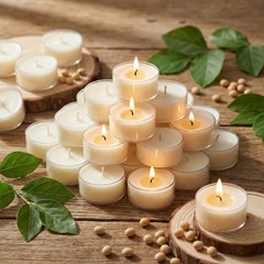 Simeitol 50 Pcs Soy Wax Tealight Candles (6 Hour Burn Time) 50pack, White