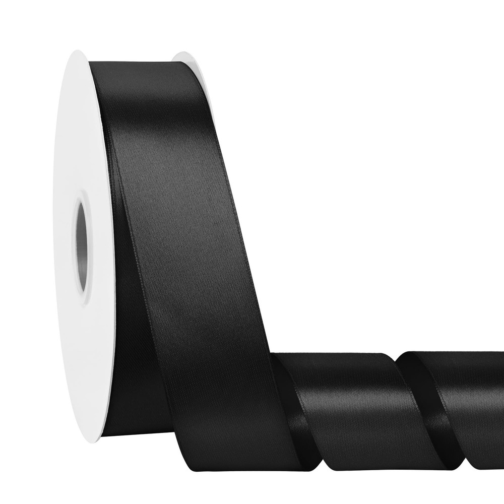 Double Face Black Satin Ribbon 1-1/2 Inch X 100 Yards Polyester Black Ribbons…