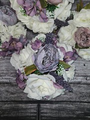 4 Wedding Table Centerpieces, Floral Reception Centerpieces, Vintage, Purple