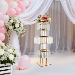 43.31 In. H, Gold 5-Tier Iron Acrylic Decorative Stand Wedding Party Event Table