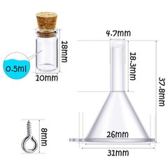 Yungyan 50 Pieces Small Mini Glass Bottles Jars with Cork 0.5ml, Clear