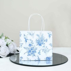 12 WHITE PINK French Toile Paper Gift Bags with Handles Decorations